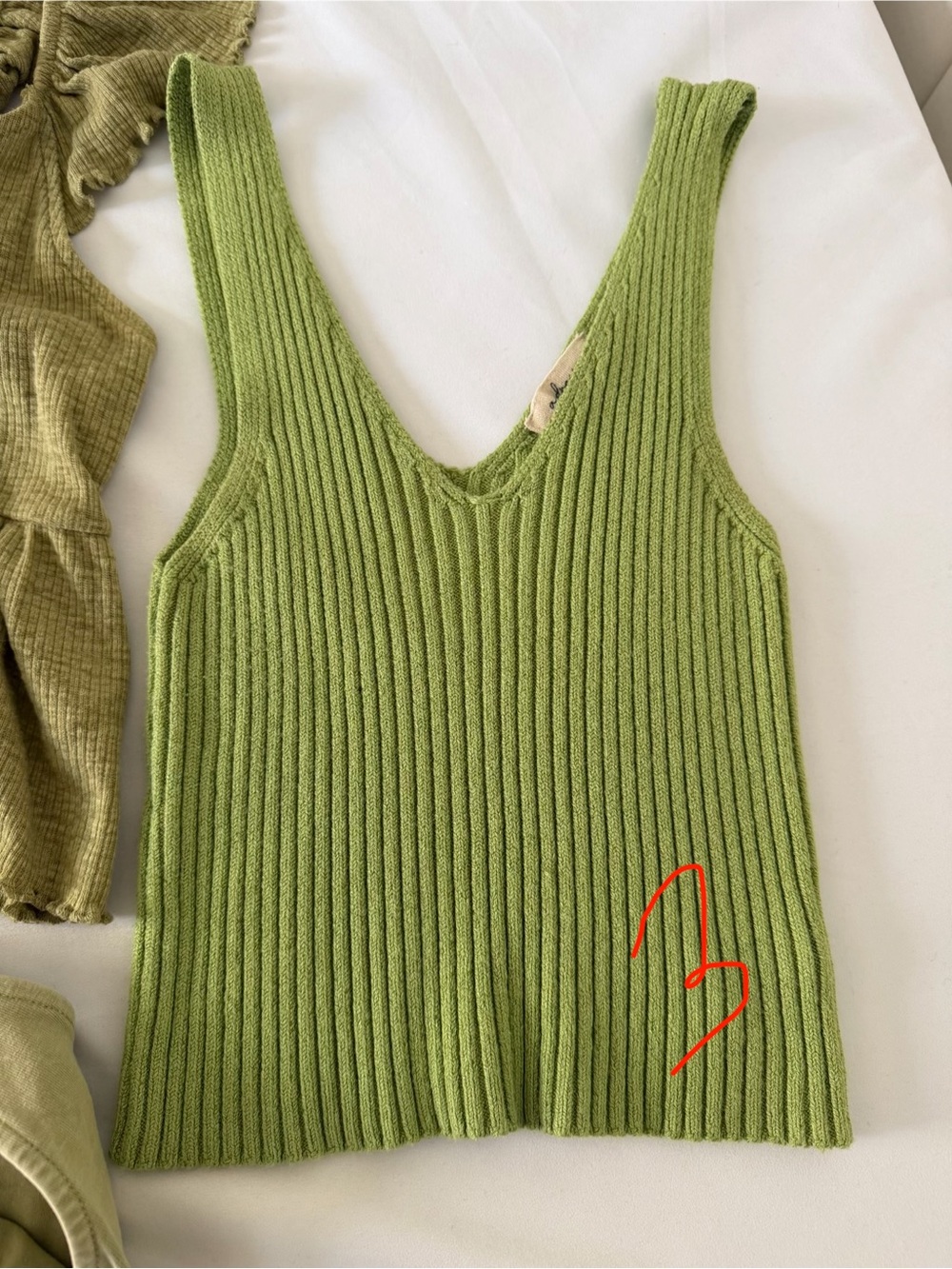 Free People Look Alike Ribbed V-Neck Tank Top in Light Green